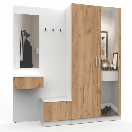 Набор мебели для прихожей "Марсель-108" МР 01-108 В2160 Ш2000 Г420 (ЛДСП Дуб крафт золотой) Набор мебели для прихожей "Марсель-108" МР 01-108 В2160 Ш2000 Г420 (ЛДСП Дуб крафт золотой)